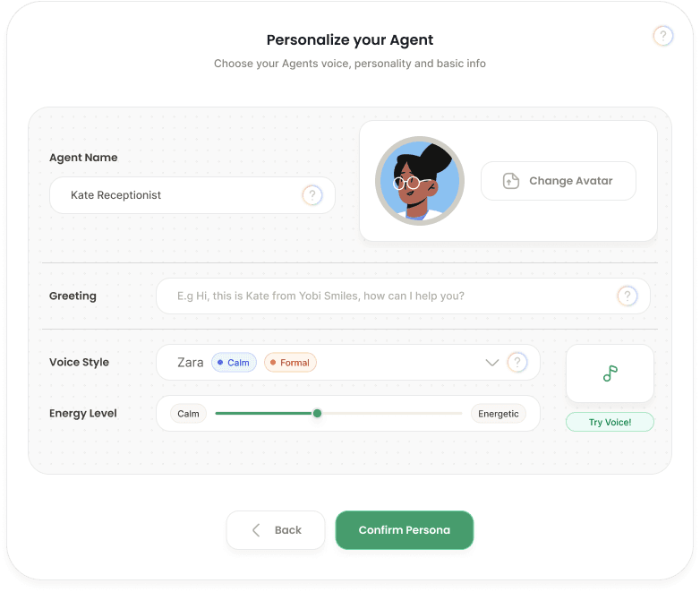 Train & Customize interface